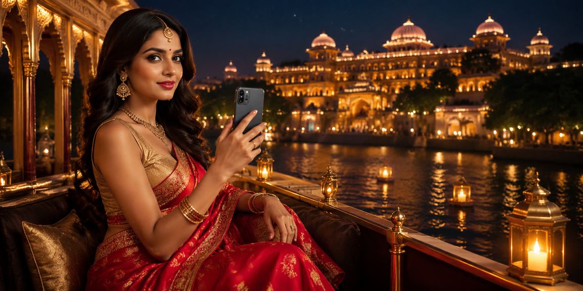Indian mobile payment using UPI app during evening leisure at home