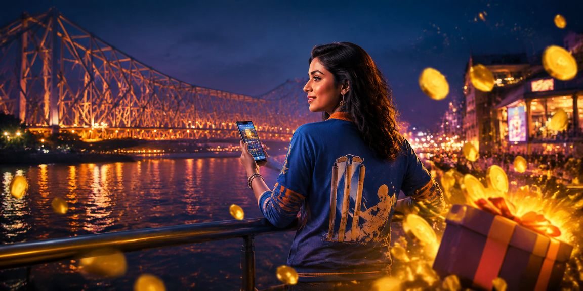 Kolkata Howrah Bridge with evening cricket match viewers